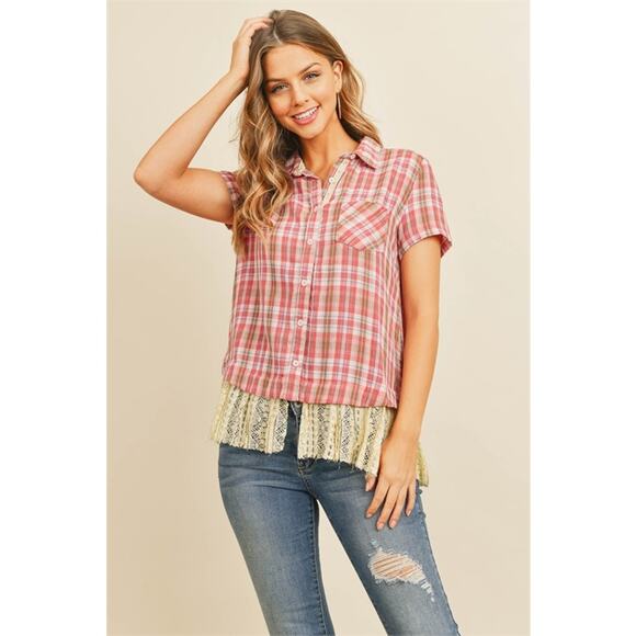 90s Grunge Style Blouse With Lace NWT - Picture 1 of 6